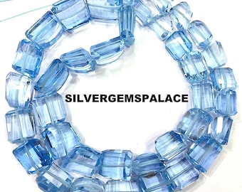AAAA+ Rare Sky Blue Topaz Faceted Nuggets Beads Blue Topaz Nuggets Gemstone Beads Great Luster Blue Topaz Gemstone Beads Jewelry Nuggets 18”