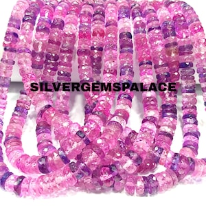 AAAA + saphir rose à facettes pour pneu, saphir rose pourpre, pierres précieuses, perles scintillantes saphir à facettes de 4 à 6 mm sur rang 18 po.