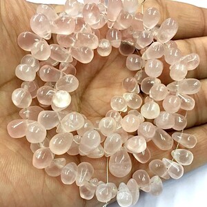 Rose Quartz Teardrop Beads: 6mm Gemstone Strand (18&quot;)