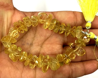 Natural Stone Citrine Faceted Nugget Beads 10mm Nugget Shape Gemstone Beads 8" Strand