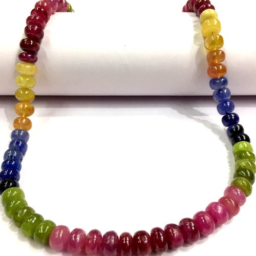 AAA QUALITY~~Natural Multi Sapphire Smooth Rondelle Beads Smooth Polished Sapphire Gemstone Beads Sapphire Strand Beads shops Jewelry Making Beads