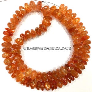Natural Sunstone Faceted Rondelle Beads 8-9.MM Beads Sunstone Rondelle Beads Sparkle Sunstone Gemstone Beads Genuine Sunstone Beads Top.