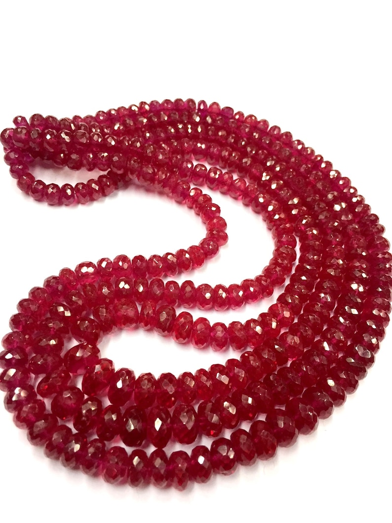 Extremely Beautiful~~ruby Corundum Faceted Rondelle Beads 6-8.MM Ruby ...