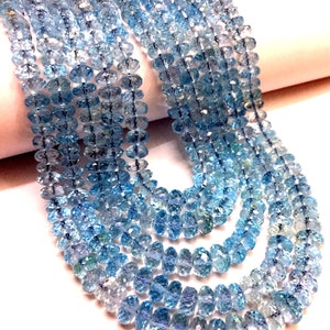 AAA++ QUALITY~Full Sparkling~Natural Blue Topaz Gemstone Beads Faceted 7.MM Sky Blue Topaz Rondelle Beads Genuine Topaz Beads 1 Strand.