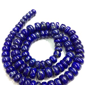AAA QUALITY~~Natural Lapis Lazuli Smooth Rondelle Beads Gorgeous Hand Polished Beads Lapis Smooth Gemstone Beads Wholesale Gemstone Beads image 4