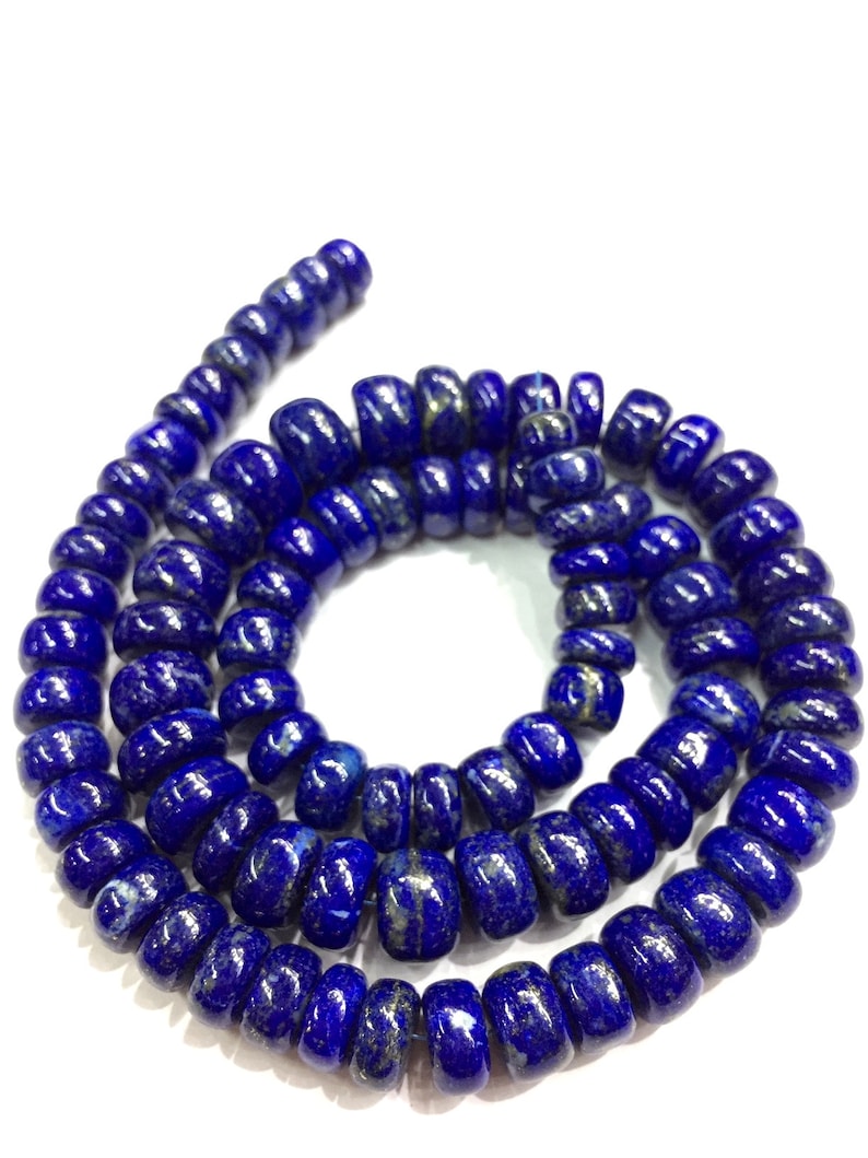AAA QUALITY~~Natural Lapis Lazuli Smooth Rondelle Beads Gorgeous Hand Polished Beads Lapis Smooth Gemstone Beads Wholesale Gemstone Beads image 4