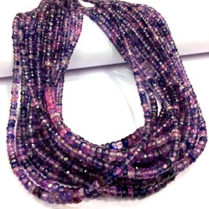 Extremely Beautiful~Sparkling Rare Pinkish Purple Sapphire Gemstone Beads Sapphire Rondelle Faceted Beads Sapphire Beads Sapphire Necklace.