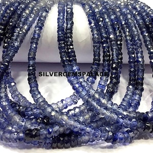 AAA+ Natural Blue Sapphire Shaded Rondelle Beads Faceted Blue Sapphire Beads 4-5mm Blue Sapphire Gemstone Beads Shaded Sapphire Beads String