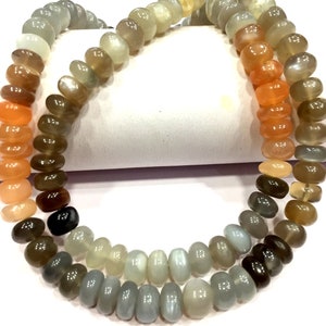 AAA QUALITY~~Natural Multi Moonstone Smooth Rondelle Beads 7.5 MM Polished Rondelle Beads Moonstone Gemstone Beads Great Shinning Beads.