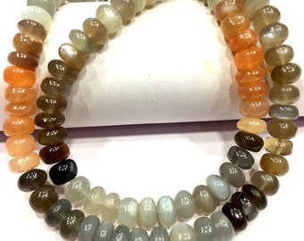 AAA QUALITY~~Natural Multi Moonstone Smooth Rondelle Beads 7.5 MM Polished Rondelle Beads Moonstone Gemstone Beads Great Shinning Beads.