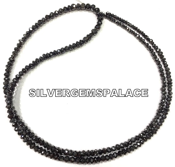 Natural Black Diamond Beads 2/3mm Diamond Rondelle Beads Necklace
