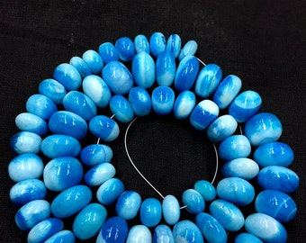 Blue Opal Smooth Rondelle Beads 9-11.MM Coated Rondelle Beads Blue Opal Gemstone Beads Top Quality 18" Strand Rare Beads