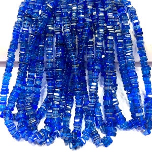 AAA QUALITY~Natural Blue Sapphire Smooth Beads Sapphire Square Shape Beads Sapphire Heishi Beads Sapphire Strand Sapphire Gemstone Beads.