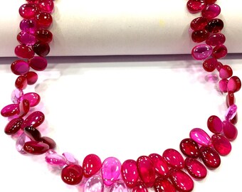 Extremely Beautiful~Pink Ruby Smooth Pear Shape Beads Ruby Peardrop Beads Ruby Briolettes Ruby Gemstone Beads Ruby Beads Strand.