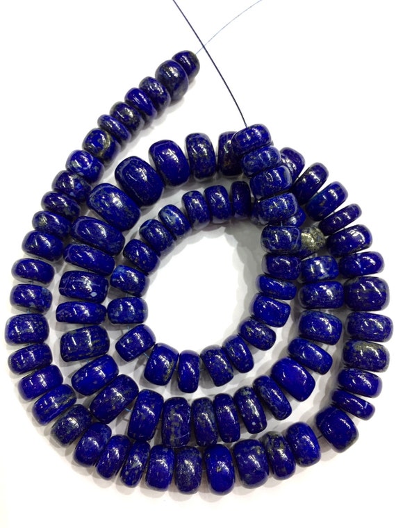 AAA QUALITY~~Natural Lapis Lazuli Smooth Rondelle Beads Gorgeous Hand Polished Beads Lapis Smooth Gemstone Beads Wholesale Gemstone Beads