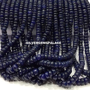 Natural Blue Sapphire Smooth Rondelle Beads Polished Rondelle Beads Heated Sapphire Gemstone Beads 4.MM Sapphire Rondelle Beads Strand.