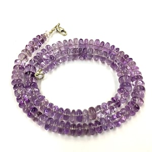 Natural Smooth Hand Polished Pink Amethyst Rondelle Beads 7.MM Plain Gemstone Beads 18&quot; Strand Top Quality