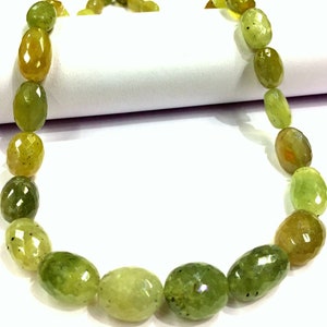 AAA+ QUALITY~~Extremely Rare~Natural Green Sapphire Faceted Nuggets Beads Great Luster Nugget Shape Beads Sapphire Gemstone Beads Necklace.