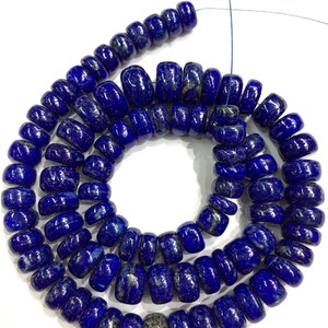 AAA QUALITY~~Natural Lapis Lazuli Smooth Rondelle Beads Gorgeous Hand Polished Beads Lapis Smooth Gemstone Beads Wholesale Gemstone Beads image 5