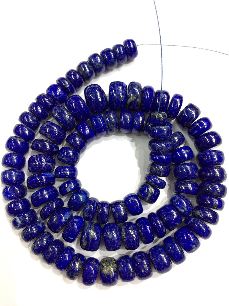 AAA QUALITY~~Natural Lapis Lazuli Smooth Rondelle Beads Gorgeous Hand Polished Beads Lapis Smooth Gemstone Beads Wholesale Gemstone Beads image 5