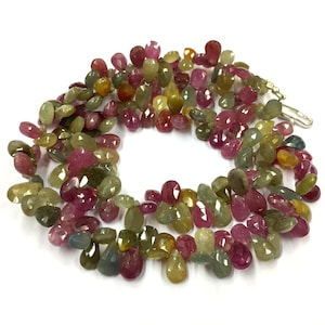 Natural Rare Multi Sapphire Faceted Pear Shape Beads 5-6mm Sapphire Gemstone Beads 18&quot; Strand Sapphire Pear Gemstone