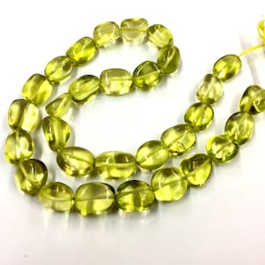 Lemon Topaz Color Coated Beads Plain Tumble Beads 10mm Nugget Shape 16&quot; Strand Very Pretty