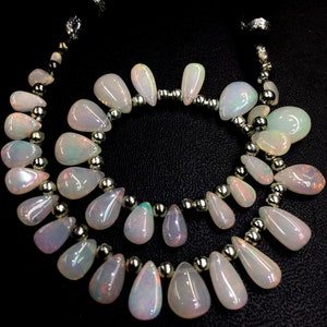 Very Pretty--Ethiopian Opal Smooth Pear Shape Briolettes Natural Opal Peardrop Beads Opal Fire Gemstone Beads Top Quality For Jewelry Making