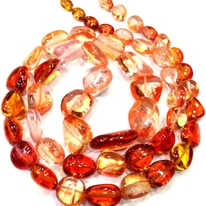 Extremely Rare~AAAA++ Padparadscha Sapphire Smooth Nuggets Beads Orange Peach Sapphire Nuggets Beads Sapphire Nuggets Gemstone Beads Strand.