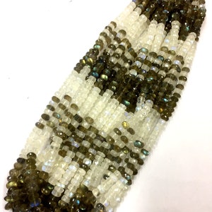 Natural Gemstone Faceted Rainbow Labradorite Rondelle Beads 6-7mm Gemstone Beads 18&quot; Strand Top Quality