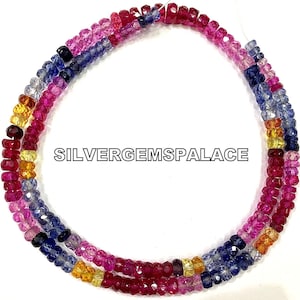 Extremely Beautiful~Natural Multi Sapphire Faceted Rondelle Beads 4-5.MM Rondelle Beads Sapphire Gemstone Beads Sapphire Beads Strand.