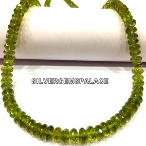 AAA~Natural Green Peridot Faceted Rondelle Beads Sparkle Peridot Gemstone Beads Peridot Beads Strand Peridot String Jewelry Making Beads.