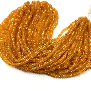 Natural Songea Sapphire Faceted Rondelle Beads 3-4mm Orange Sapphire Gemstone Beads 17&quot; Strand Superb Quality Jewelry Making beads