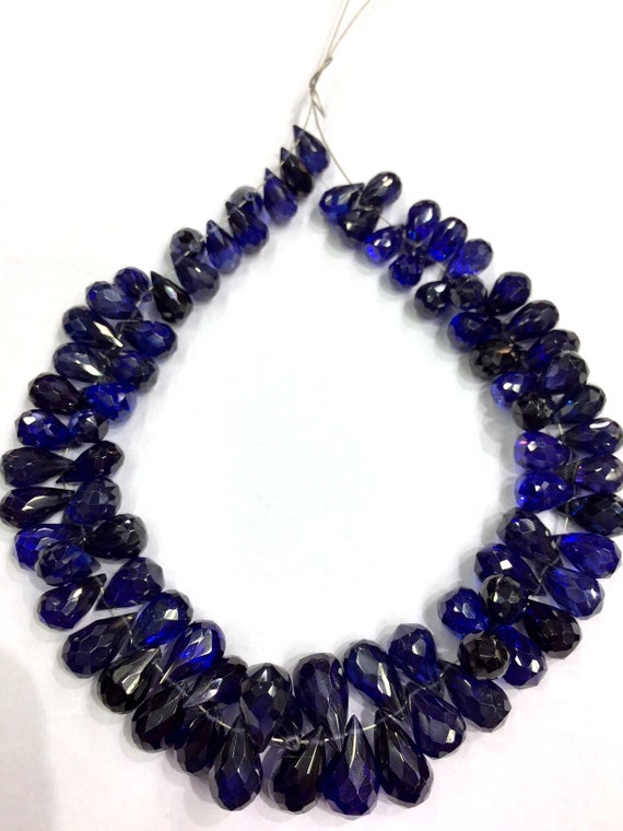 Blue Zircon Faceted Teardrop Briolettes Iolite Zircon Teardrop Shape Beads  Iolite Gemstone Beads Top Quality 8