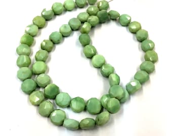Beautiful Green Opal Faceted Beads Coin Shape Beads 8.MM Gemstone Beads 18&quot; Strand Wholesale Price