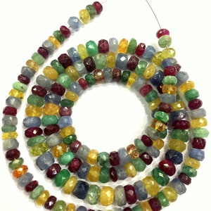 Natural Gemstone Multi Sapphire Faceted Rondelle Beads Sapphire Gemstone Beads Wholesale Sapphire Beads Top Quality