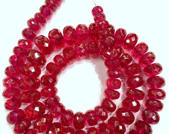 Extremely Beautiful~~Ruby Corundum Faceted Rondelle Beads 6-8.MM Ruby Gemstone Beads Ruby Necklace Ruby String Wholesale Price Ruby Beads