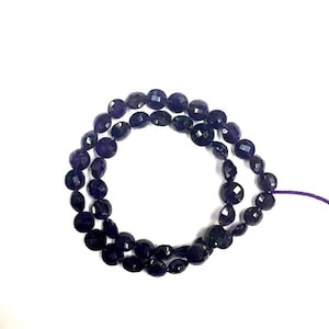 Natural Faceted 19&quot; Strand Amethyst Coin Shape Beads 10-12mm Gemstone Beads