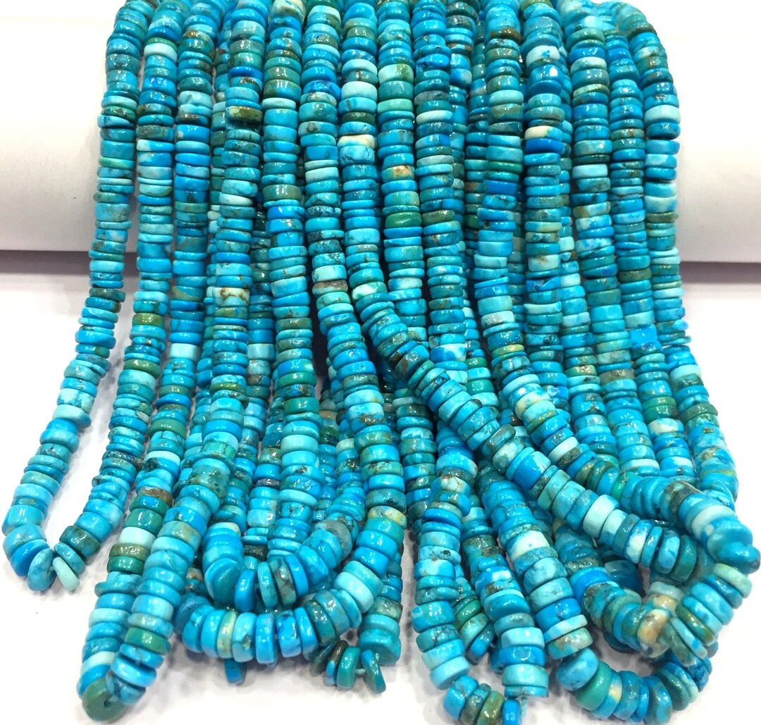 Perles rondes facettes grade A de Turquoise naturelle Arizona de 8 mm – De fil en pierres