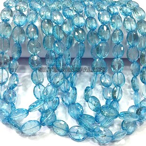 Natural Blue Topaz Faceted Oval Beads Sky Topaz Oval Gemstone Beads Topaz Oval Beads Strand Jewelry Making Oval Beads Wholesale price.