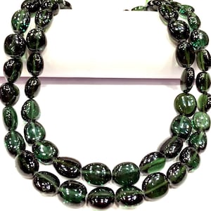 Extremely Rare~~Green Spinel Smooth Nuggets Beads Necklace Stunning Spinel Gemstone Beads Spinel Nuggets Necklace 28 Inches Long Necklace.