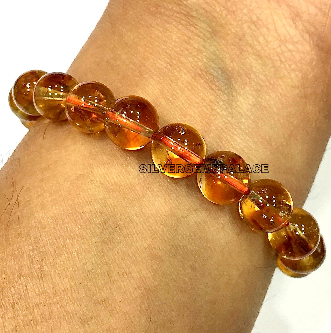 eGemCart 6mm Naturale Hawlite Pietre preziose Perline Rotonde Lisce Braccialetto| Bracciale con Pietre preziose curative | Braccialetto Elastico con