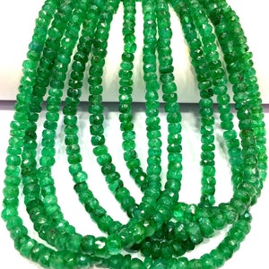Top QUALITY~~Natural Emerald Faceted Rondelle Beads Real Emerald Gemstone Beads Wholesale Emerald String Beads Emerald Strand Beads.