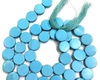 Turquoise Smooth Coin Beads Turquoise Coin Shape Beads Jewelry Making Coin Beads Turquoise Gemstone Beads Latest Arrival Top Quality