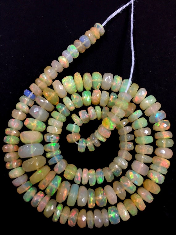 thumbnail image 2 of Natural Yellow Opal Faceted Round Rondelle Beads – 2mm, 13" Strand (approx. 5.9 Ct), AAA Quality 2 of 5