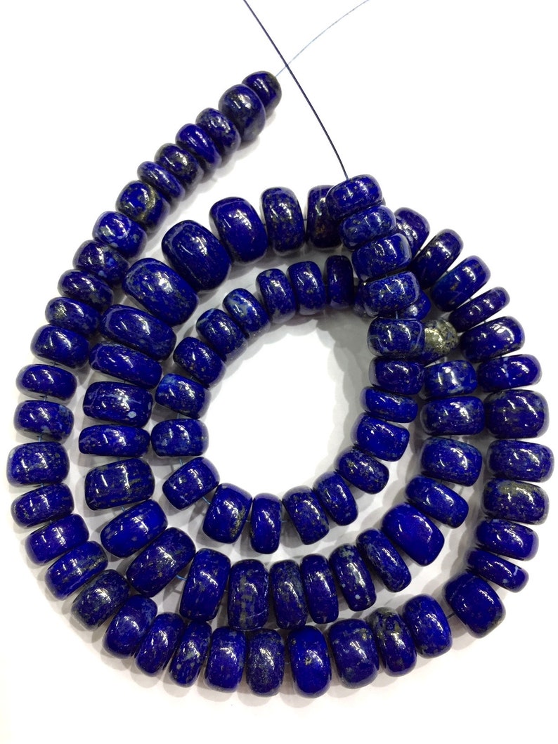 AAA QUALITY~~Natural Lapis Lazuli Smooth Rondelle Beads Gorgeous Hand Polished Beads Lapis Smooth Gemstone Beads Wholesale Gemstone Beads image 6