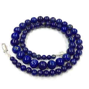 Hermosa natural Lisa Lapis Lazuli Ronda Bola Abalorios 7-10mm Gemstone Abalorios 18" Strand Calidad Superior