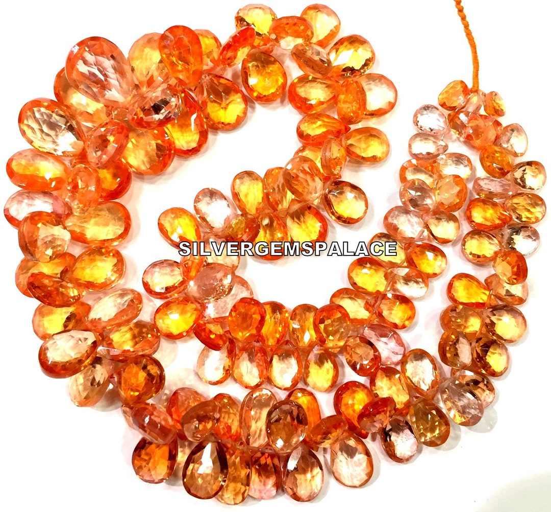 Saphir Rose Pêche Padparadscha - Gouttes Briolette Facettées - AAA+ 6/8 Mm