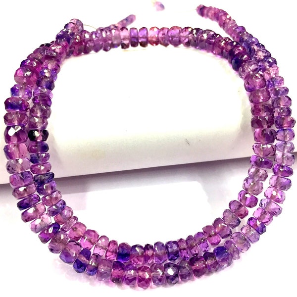 AAAA+ QUALITY~~Sparkling Sapphire~~Very Rare Pinkish Purple Sapphire Gemstone Beads Sapphire Faceted Rondelle Beads Sapphire Beads Necklace.