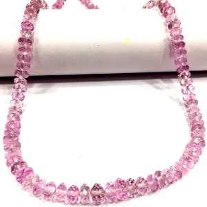 AAAA++ QUALITY~~Rare Light Pink Sapphire Faceted Rondelle Beads Rose Pink Sapphire Gemstone Beads Really Beautiful Sapphire Beads Necklace.