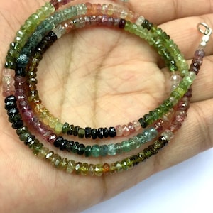 18 Inch Strand Natural Faceted Amazing Multi Tourmaline Rondelle Beads 4mm Loose Gemstone Beads Top Quality